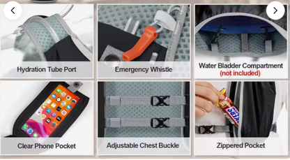 Running Hydration Vest with 500ml Soft Flask Waterproof Phone Pocket Lightweight Hydration Pack Adjustable No-Bounce Straps