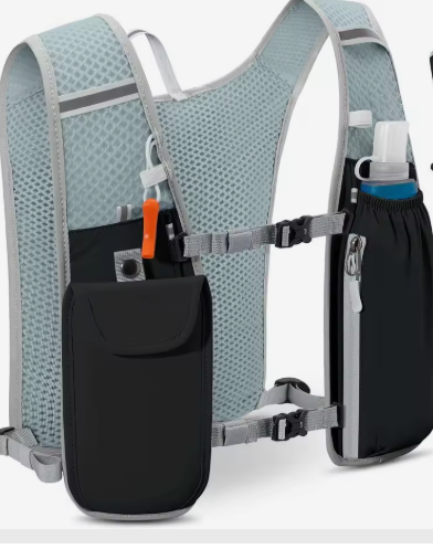 Running Hydration Vest with 500ml Soft Flask Waterproof Phone Pocket Lightweight Hydration Pack Adjustable No-Bounce Straps