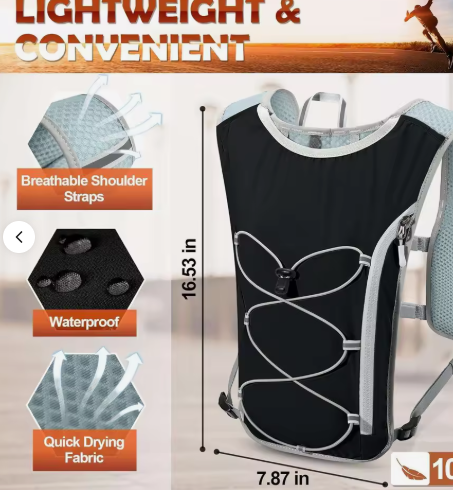 Running Hydration Vest with 500ml Soft Flask Waterproof Phone Pocket Lightweight Hydration Pack Adjustable No-Bounce Straps