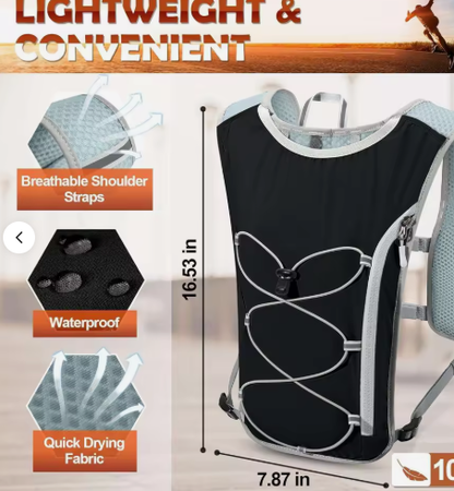 Running Hydration Vest with 500ml Soft Flask Waterproof Phone Pocket Lightweight Hydration Pack Adjustable No-Bounce Straps